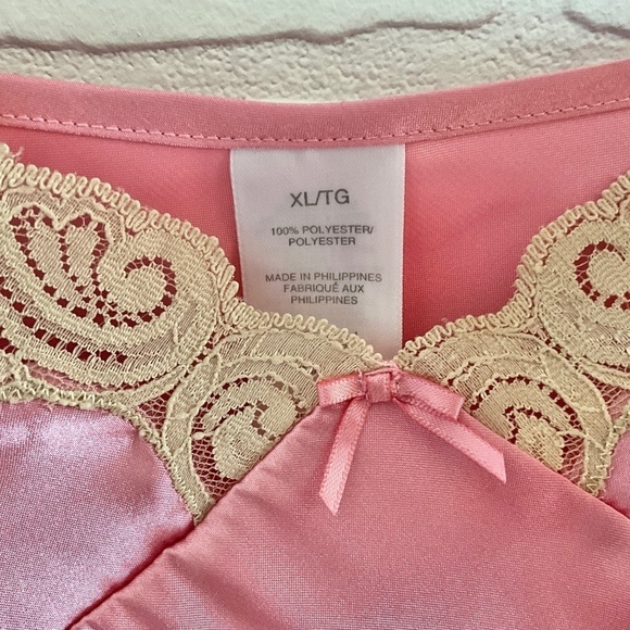 Vintage Y2K Camisole Babydoll Romantic Pink nude satin lace XL - Picture 4 of 12